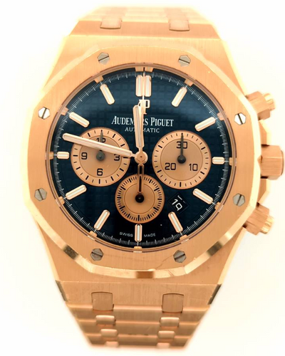 Audemars Piguet Royal Oak Chronograph 41MM Blue Dial Pink Gold Bracelet (26331OR)