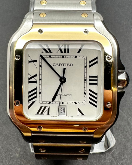 Cartier Santos De Cartier 39.8MM Steel and Yellow Gold Silver Dial