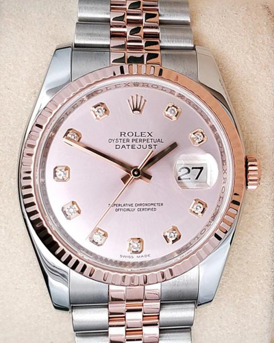 2007 Rolex Datejust 36MM Pink Dial Two Tone Jubilee Bracelet (116231)