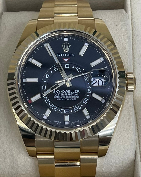 2021 Rolex Sky-Dweller 42MM Yellow Gold Black Dial (326938)