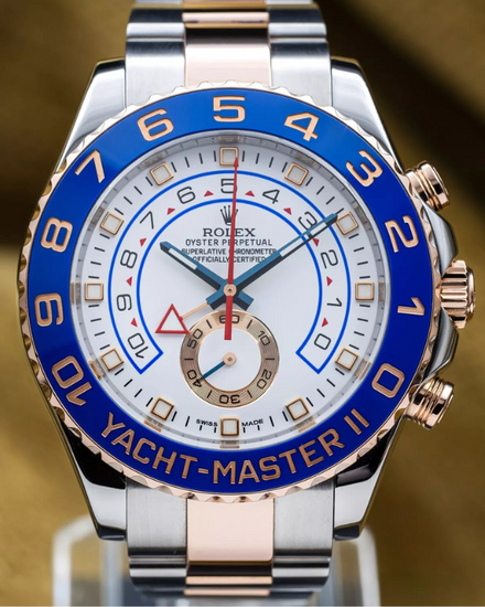 Discontinued Rolex Yacht-Master II 44MM White Dial Two-Tone Oyster Bracelet (116681)