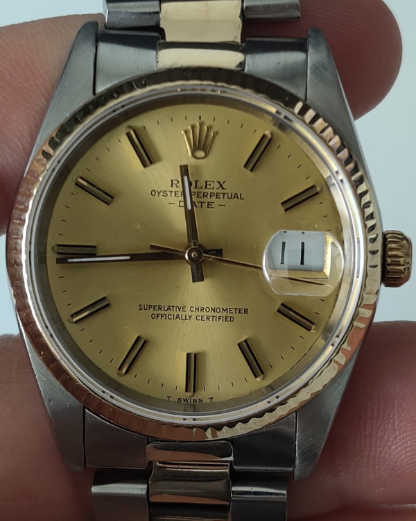 1991 (N Serial) Rolex Oyster Perpetual Date 34MM Champagne Dial Two-Tone Bracelet (15200)