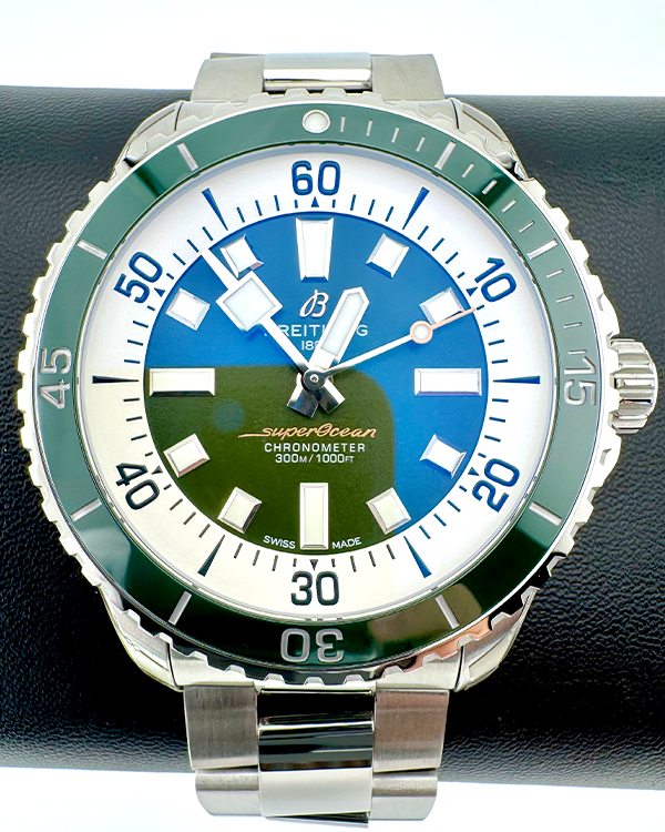 No Reserve - 2024 Breitling Superocean 44MM Green Dial Steel Bracelet (A17376A31L1A1)