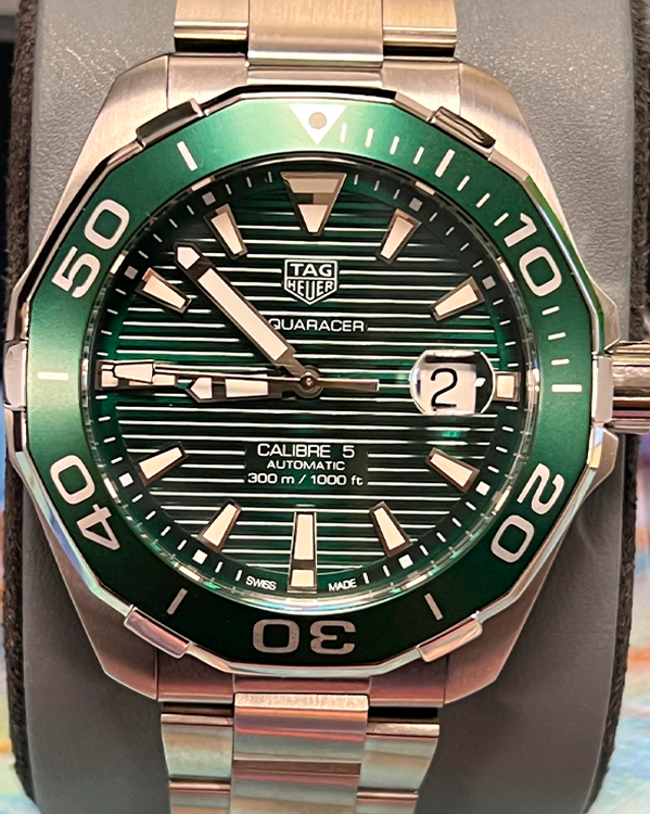 2021 TAG Heuer Aquaracer 300M Calibre 5 Steel Green Dial WAY201S