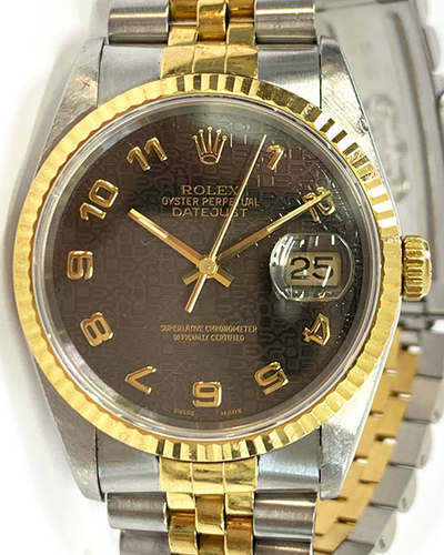 Rolex Datejust 36MM Chocolate "Jubilee Motif" Dial Two-Tone Jubilee Bracelet (16233)