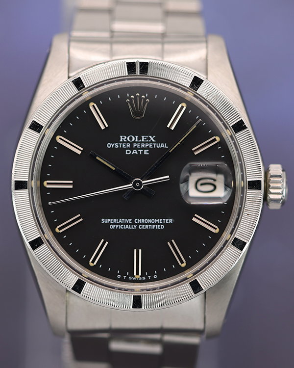 1975 (3.8 Mil Serial) Rolex Oyster Perpetual Date 34MM Black Dial Oyster Bracelet (1501)