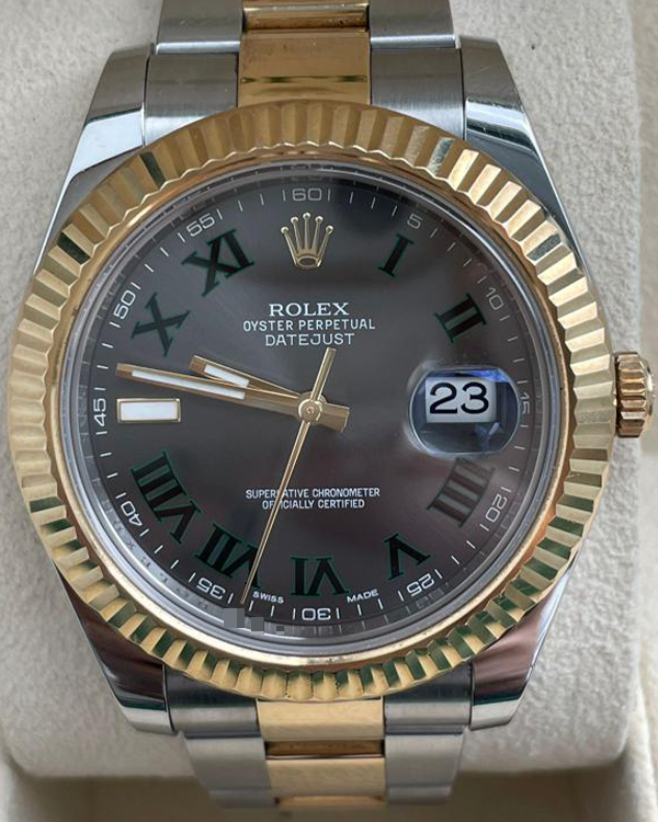 Rolex Datejust II "Wimbledon" 41MM Slate Dial Two-Tone Bracelet (116333)