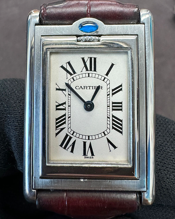 Cartier Tank Basculante Reversible 24X35MM White Dial Leather Strap (2405)