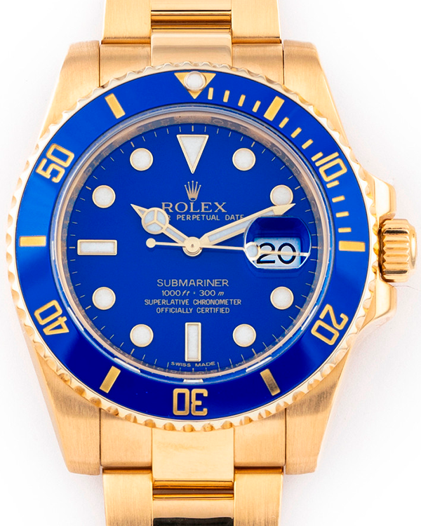 2014 Rolex Submariner Date 40MM Blue Dial Yellow Gold (116618LB)