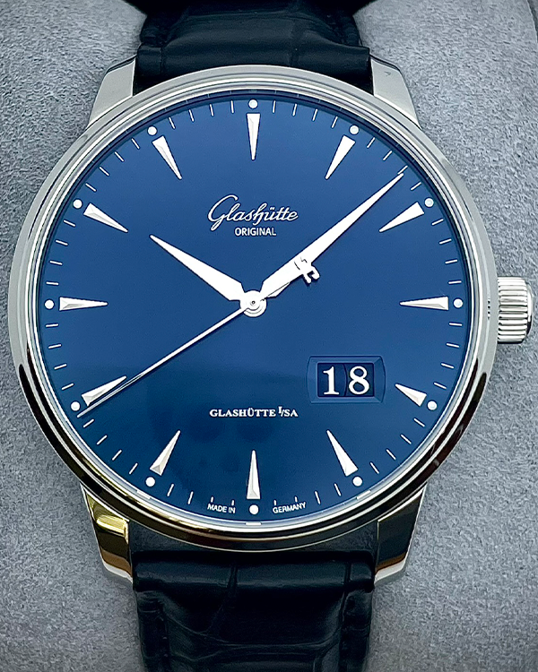 No Reserve - 2022 Glashütte Original Senator Excellence Panorama Date 42MM Steel Blue Dial (1-36-03-04-02-30)