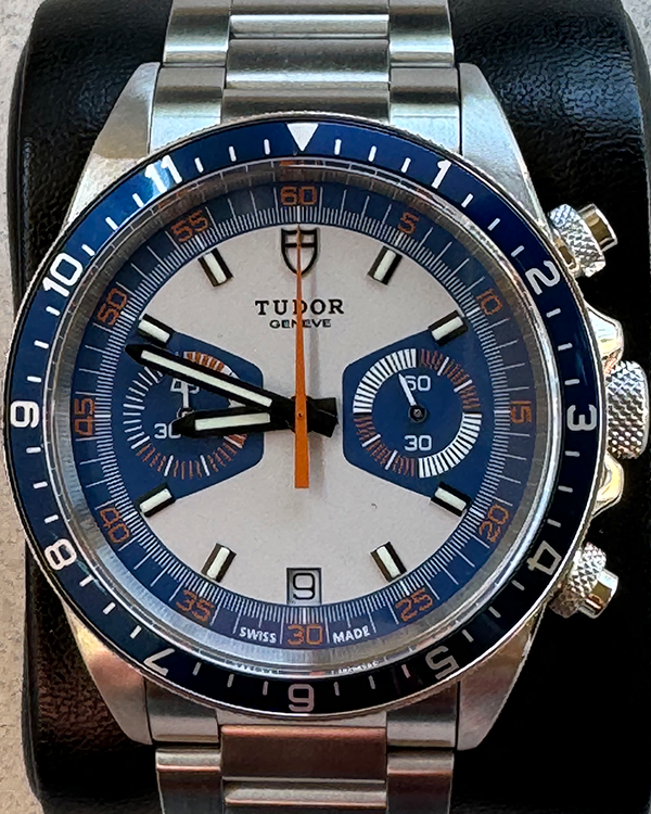 2014 Tudor Heritage Chrono Blue 42MM Silver Dial Steel Bracelet (70330B)