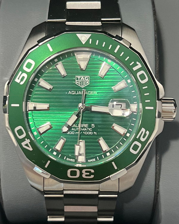 No Reserve - 2022 TAG Heuer Aquaracer 300M 43MM Steel Green Dial Bracelet (WAY201S.BA0927)