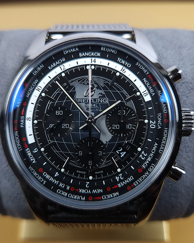 2019 Breitling Transocean Chronograph Unitime 46MM Black Dial Steel Bracelet (AB0510U4/BE84)