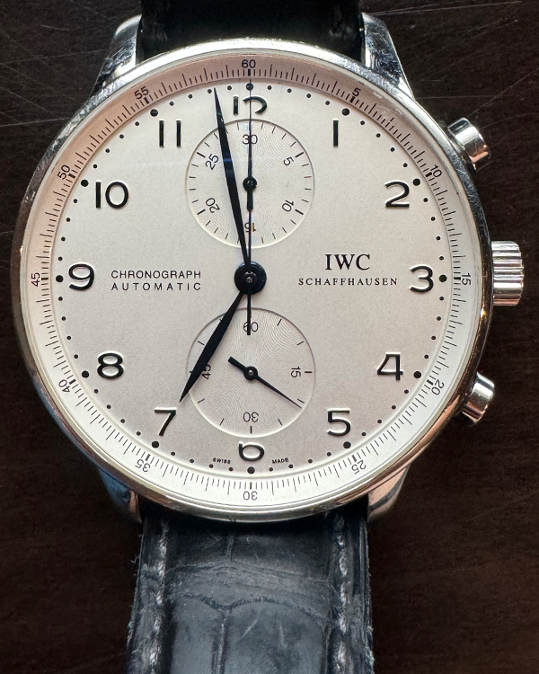 2007 IWC Schaffhausen Portuguese Chronograph 41MM White Dial Leather Strap (IW371417)