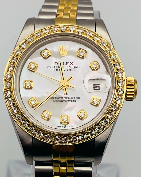 Rolex Lady-Datejust 26MM Aftermarket White Mother-of-Pearl Dial Two-Tone Jubilee Bracelet (69173)