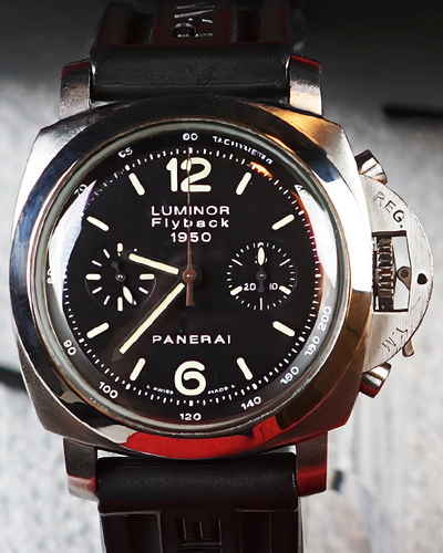 Panerai Luminor 1950 3 Days Chrono Flyback L.E. 44MM Black Dial Rubber Strap (PAM00212)