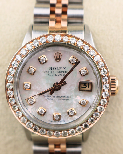 Rolex Oyster Perpetual Lady Date 26MM Aftermarket Mother Of Pearl Dial Two-Tone Jubilee Bracelet (6516)