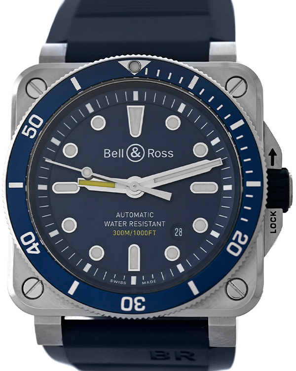 2018 Bell & Ross BR 03-92 Diver Blue 42MM Blue Dial Rubber Strap (BR03-92)