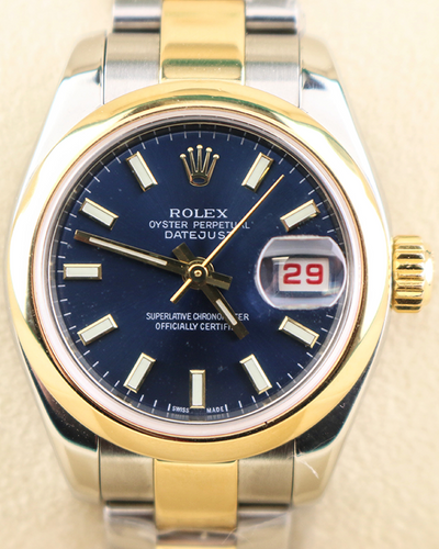 2004 (F Serial) Rolex Lady-Datejust 26MM Blue Dial Two-Tone Bracelet (179163)