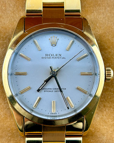 Rolex Oyster Perpetual 34MM Silver Dial Yellow Gold Plated Oyster Bracelet (1024)