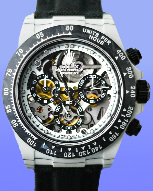 Rolex Cosmograph Daytona Skeleton Concept 40MM Aftermarket Skeleton Dial Aftermarket Textile Strap (ASREF5)