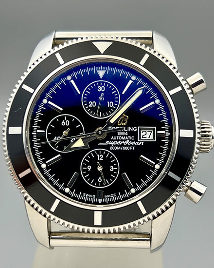 No Reserve - 2014 Breitling Superocean Heritage Chronograph 46MM Black Dial Steel Bracelet (A1332024/B908)