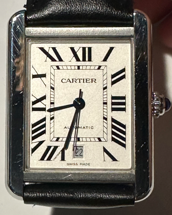 Cartier Tank Solo XL 31x41MM Silver Dial Aftermarket Leather Strap (3800)