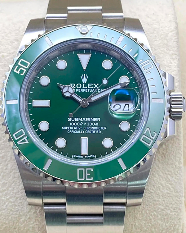 2013 Rolex Submariner Date "Hulk" 40MM Steel Green Dial (116610LV)