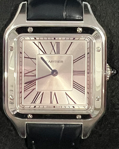 2024 Cartier Santos Dumont 43.5x31.4MM Quartz Silver Dial Leather Strap (WSSA0022)