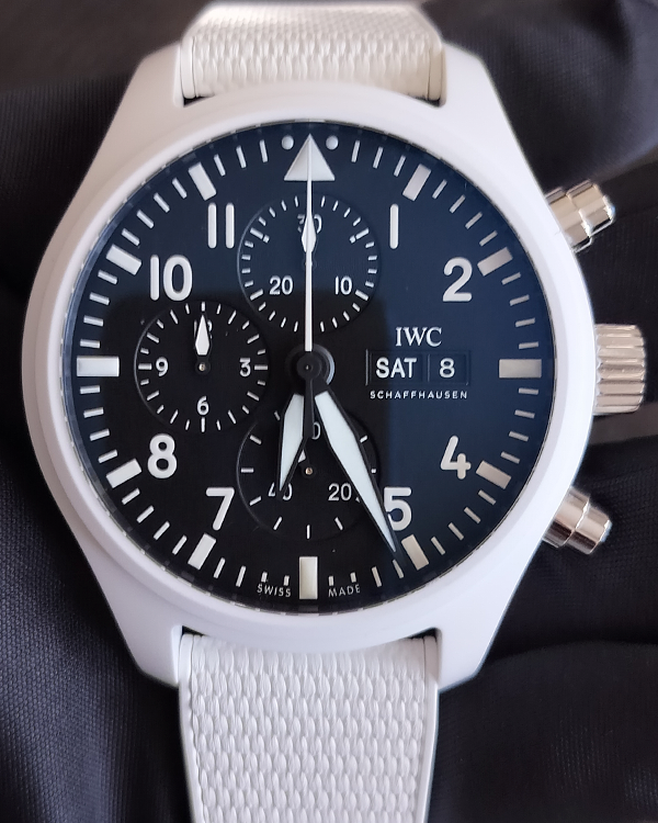 2024 IWC Schaffhausen Pilot Chronograph Top Gun "Lake Tahoe" 44.5MM Black Dial Rubber Strap (IW389105)