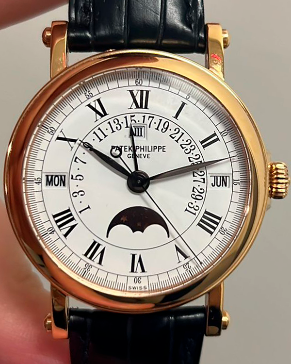 2005 Patek Philippe Perpetual Calendar Retrograde 36MM White Dial Leather Strap (5059R-001)