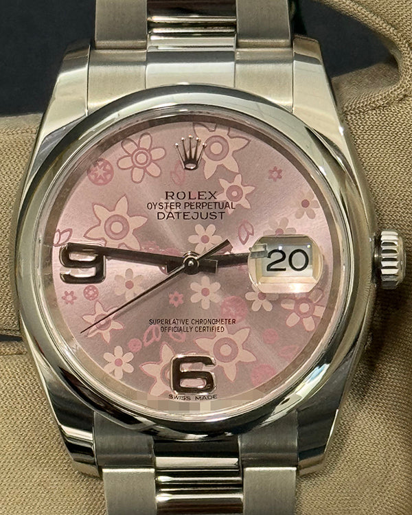 2018 Rolex Datejust 36MM Pink Floral Motif Dial Steel Bracelet (116200)