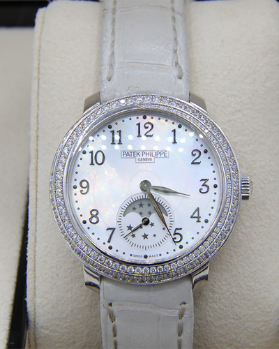 Patek Philippe Diamond Ribbon 33.3MM White Gold Mother Of Pearl Dial (4968)