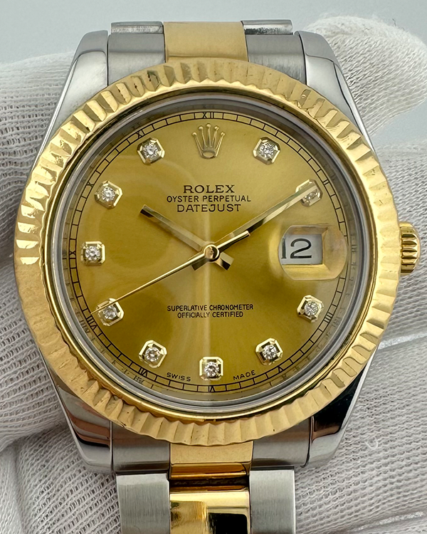 2012 Rolex Datejust II 41MM Champagne Dial Two-Tone Oyster Bracelet (116333)