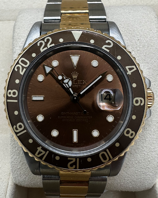 Rolex GMT-Master II Yellow Gold and Oystersteel Brown Dial (16713)