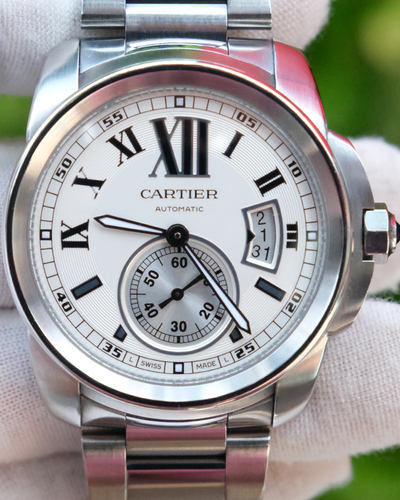 Cartier Calibre De Cartier 42MM White Dial Steel Bracelet (3389)