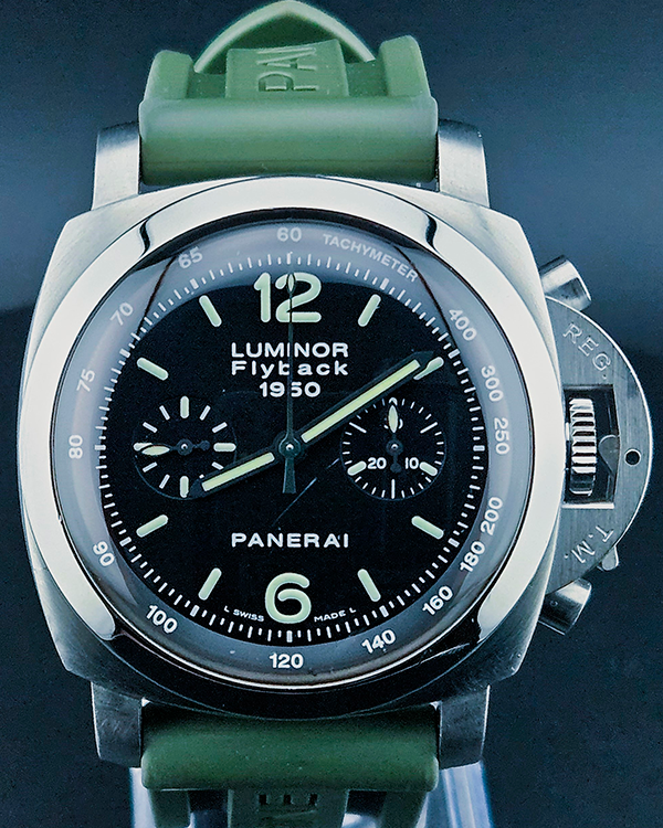 Panerai Luminor 1950 3 Days Chrono Flyback 44MM Black Dial Rubber Strap (PAM00212)