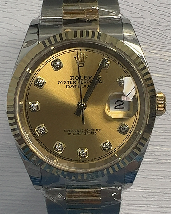 2023 Rolex Datejust 36MM Two-Tone Oystersteel and Yellow Gold Champagne Dial Two-Tone Oyster Bracelet (126233)