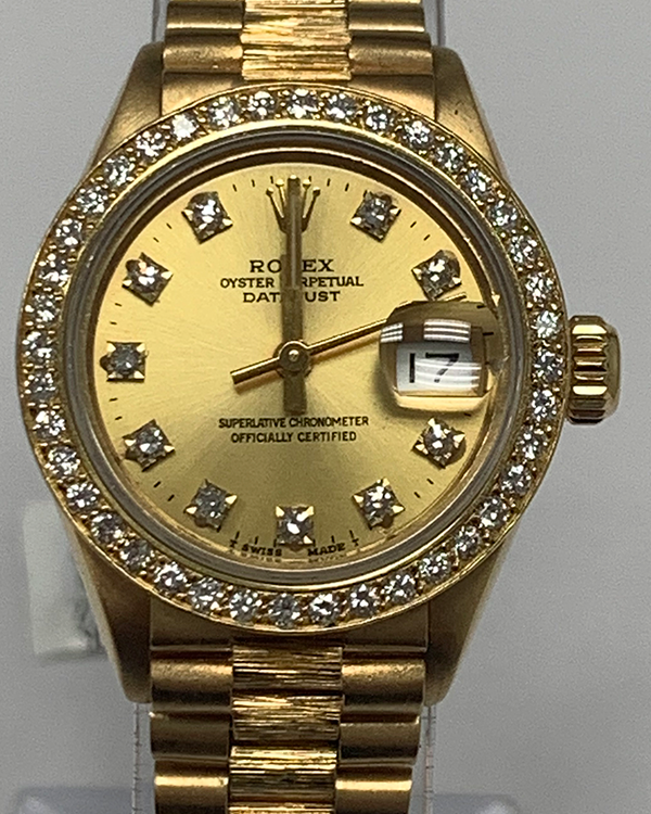 Rolex Lady-Datejust 26MM Champagne Dial Yellow Gold President Bracelet (69178)