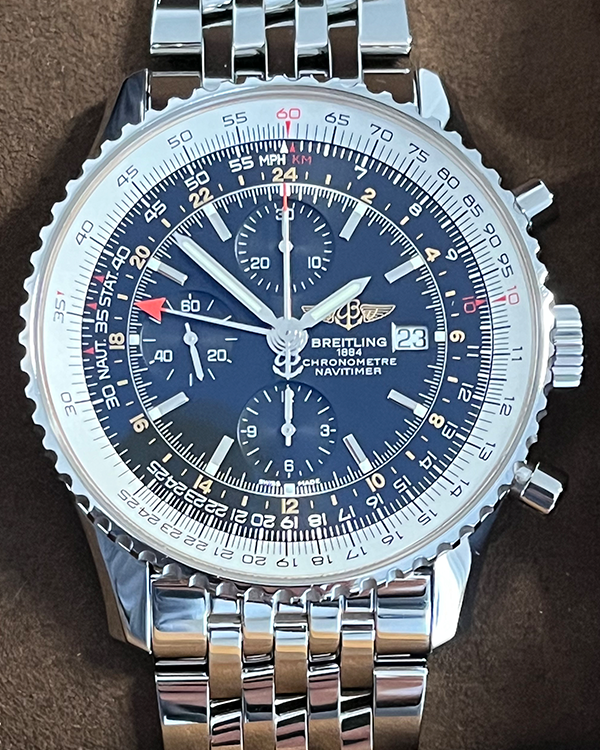 2018 Breitling Navitimer World 46MM Black Dial Steel Bracelet (A2432212)