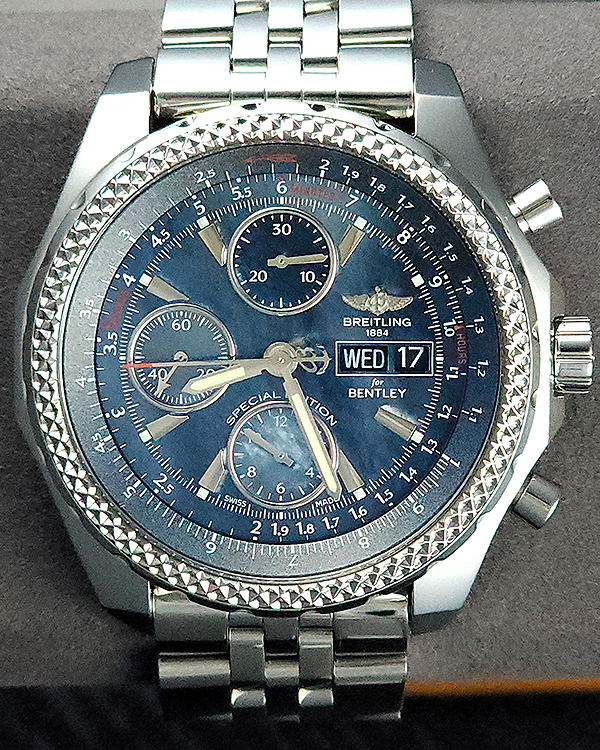 2018 Breitling Bentley GT II Japan Special Edition 45MM Blue Mother of Pearl Dial Steel Bracelet (A133627X/BE63)