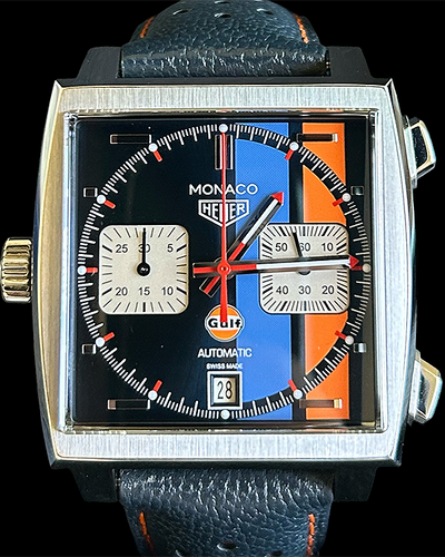 2019 Tag Heuer Monaco "Gulf" S.E. Chronograph 39MM Blue Dial Leather Strap (CAW211R.FC6401)