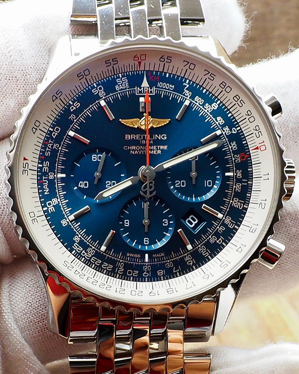 2018 Breitling Navitimer 01 Chronograph 46MM Blue Dial Steel Bracelet (AB012721/C8)