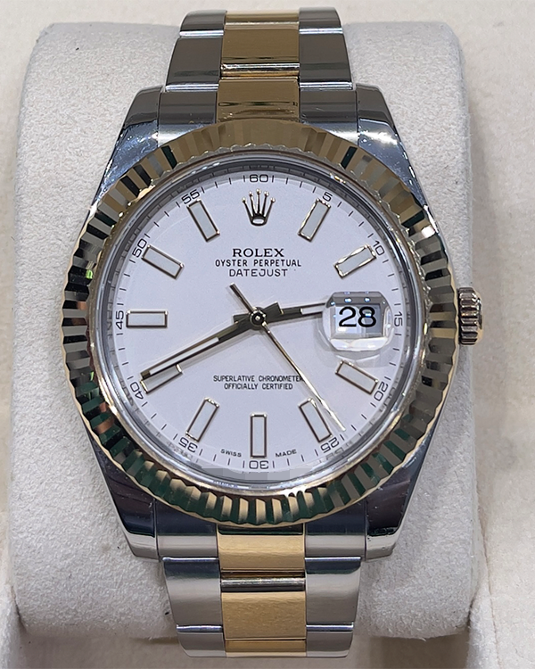 Rolex Datejust ll 41MM Two-Tone Yellow Gold Steel White Dial (116333 ...