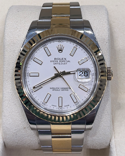 Rolex Datejust ll 41MM Two-Tone Yellow Gold Steel White Dial (116333)