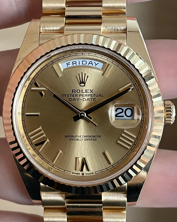 2023 Rolex Day-Date 40MM Champagne Dial Yellow Gold President Bracelet (228238)