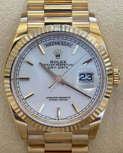 2023 Rolex Day-Date 36MM White Dial President Bracelet (128238)