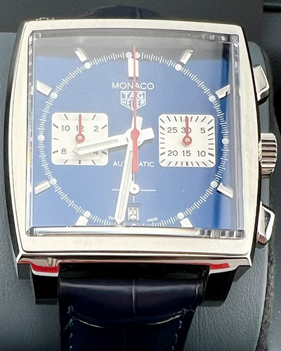 2023 TAG Heuer Monaco "Steve McQueen" 39MM Blue Dial Leather Strap (CBL2111.FC6453)