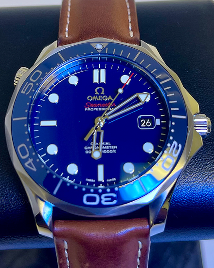 Omega Seamaster Diver 300M 41MM Blue Dial Leather Strap (212.30.41.20.03.001)