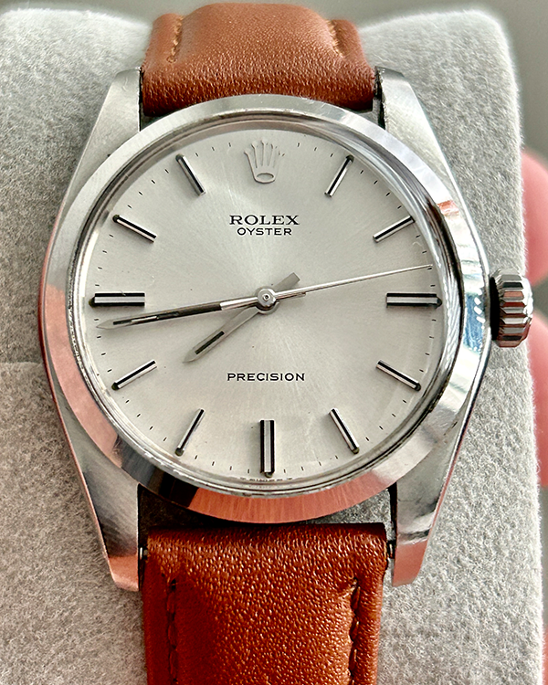 No Reserve - Rolex Oyster Precision Vintage 34MM Silver Dial Leather Strap (6426)